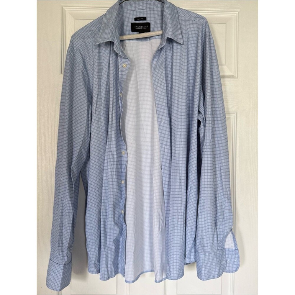 Kenneth Cole Light Blue Micro-Check Dress Shirt